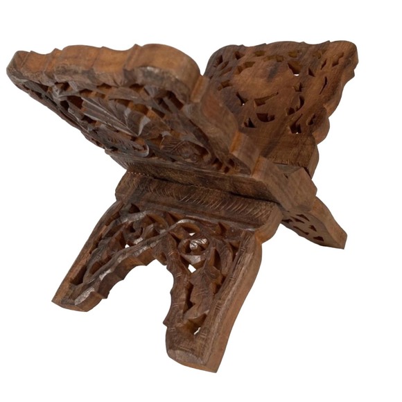COPY - Hand Carved Wood Vintage Book Stand Display Artisan Collapsibl - Picture 1 of 11